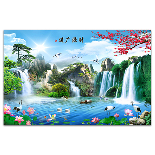 山水画墙纸自粘风景画墙贴画壁画客厅背景墙办公室装饰画墙画贴纸