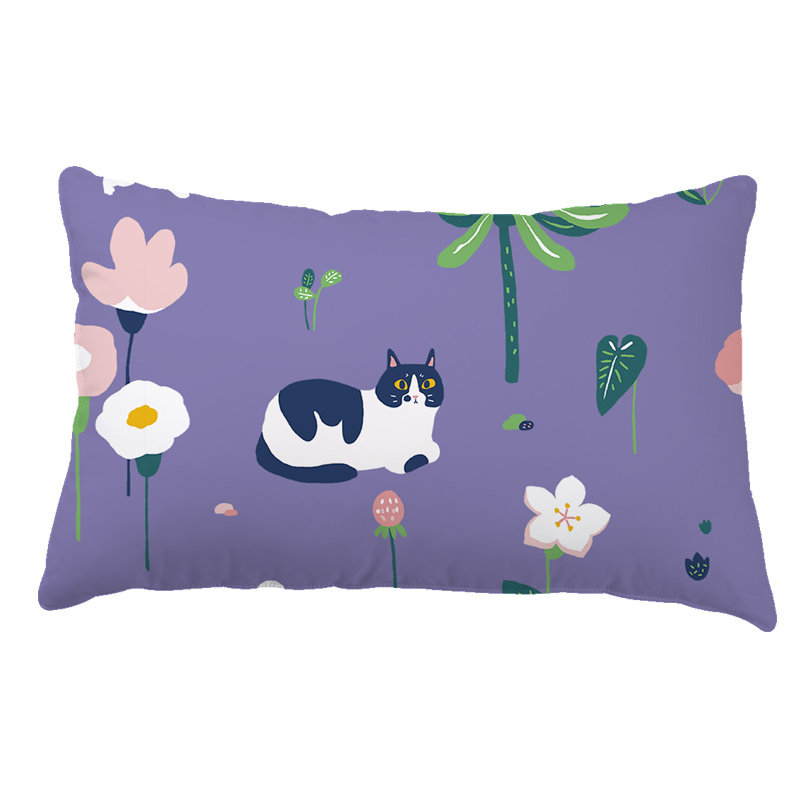 春夏如茉全棉纯棉猫三四件套件1.8米1.5米柔软被套原创设计紫郁喵