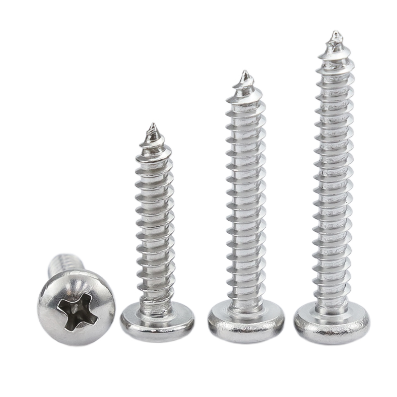 304不锈钢GB845十字槽盘头自攻螺钉加长粗牙半圆头木螺丝M2-M6