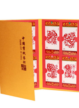 中国手工套装包礼品送老外剪纸