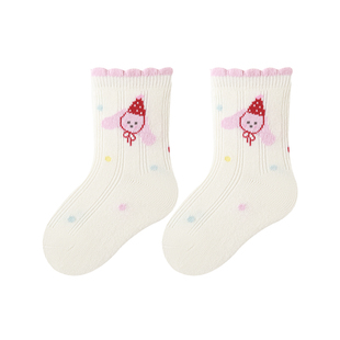 女宝宝袜子婴幼儿童男中筒袜a类纯棉春秋季无骨卡通小学生袜薄款