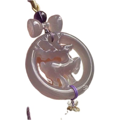 紫玉髓小鹿汽车挂件淡墨小帆