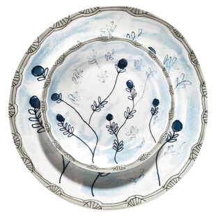 比利时Serax Marni联名骨瓷盘子西餐牛排餐盘汤碗餐具套装一人用