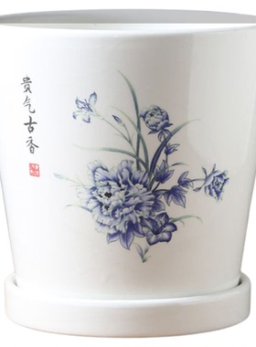 花盆陶瓷批发带托盘大号特大号多肉花盆特价清仓创意绿萝厂家直销