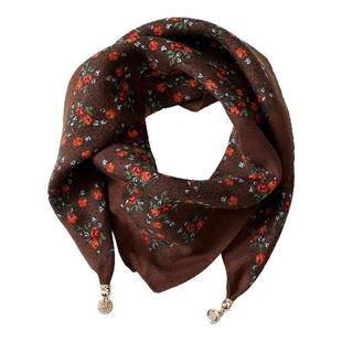 2025新款保暖方巾磁吸扣三角丝巾棉围巾女春秋冬洋气围脖气质百搭