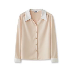 LILY新款女装法式优雅垂感V领通勤百搭高级感衬衫女雪纺衫