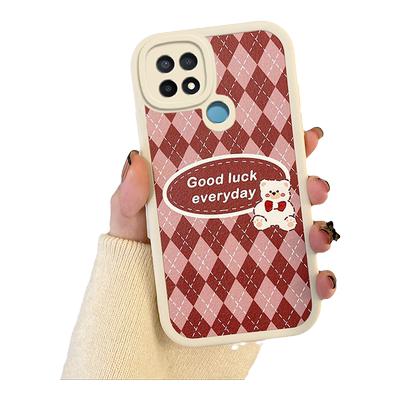 适用OPPO A35手机壳ins菱格0pp0a35全包防摔oopoa35保护套opopa35可爱少女款opoa35新款软硅胶PEFM00卡通小熊