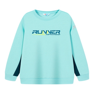 【商场同款】特步童装儿童卫衣男童春季新款小童休闲拼色套头上衣