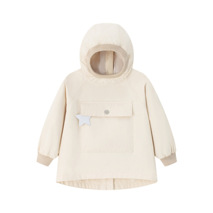 丹麦MINI A TURE童装2026春新男女宝宝连帽防风防水外套户外风衣