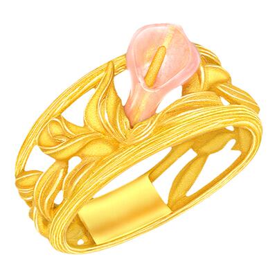 justgold镇金店马蹄兰黄金戒指