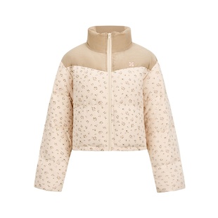 NS76冬季90白鸭绒拼接短款碎花设计感羽绒服小个子女生外套上衣女