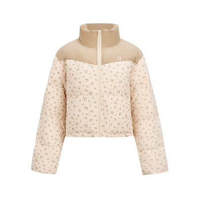 NS76碎花拼接短款羽绒服90白鸭绒