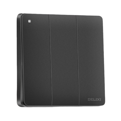 德力西86磨砂面板子夜黑开关插座