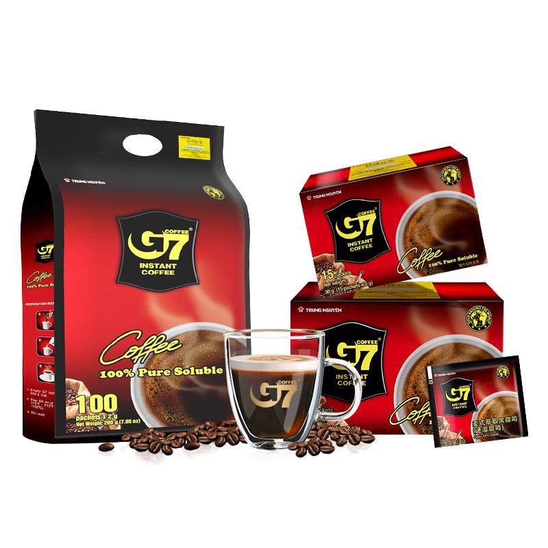 G7coffee美式罗布斯塔豆纯黑咖啡0蔗糖添加越南原装进口健身伴侣