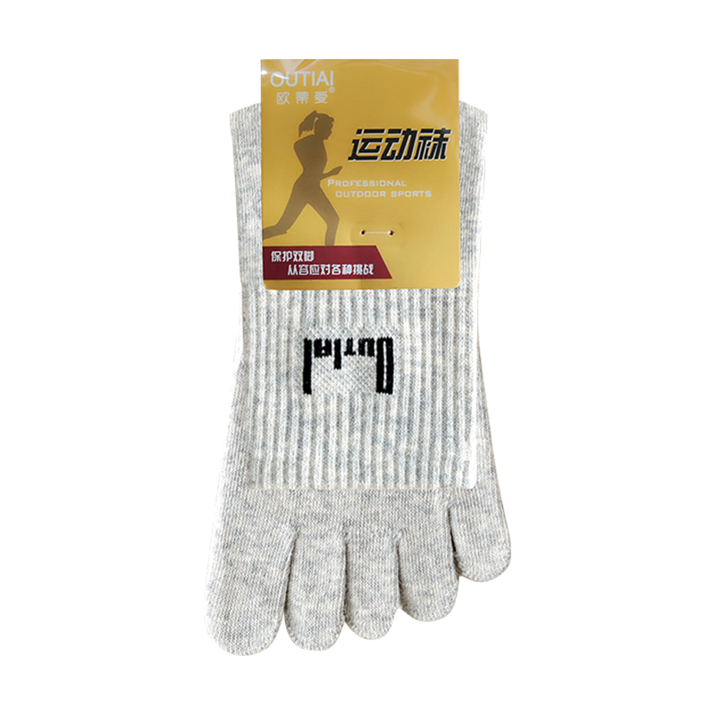 欧蒂爱五指袜子女秋冬季中筒运动分趾袜防臭吸汗脚趾袜五趾厚棉袜