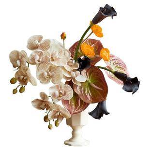 法式中古蝴蝶兰花束仿真花高级感逼真客厅餐桌软装假花摆件 繁时