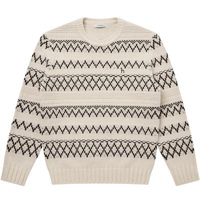 【商场同款】Hazzys哈吉斯2025秋季新品男士浅色费尔岛羊毛针织衫