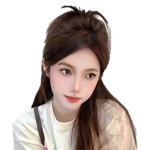 鸡毛毽子假发抓夹辣妹发夹女后脑勺半扎马尾儿童喷泉辫子短发盘发