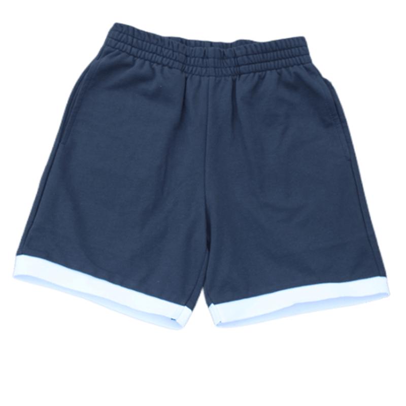 校服短裤儿童夏季薄纯棉弹性运动裤男女中小学生藏青色白边五分裤