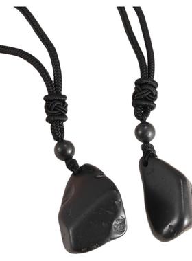 俄罗斯次石墨原石随形吊坠复古原始民族风随型挂坠 矿石标本挂件