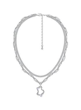 triple tipsy 桃花源系列 珠绕桃花双层项链 中性风锁骨链简约