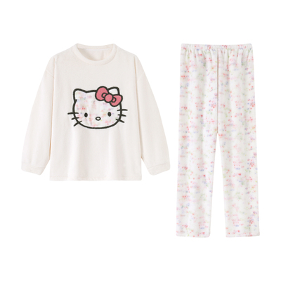 秋冬季珊瑚绒睡衣保暖圆领可外穿