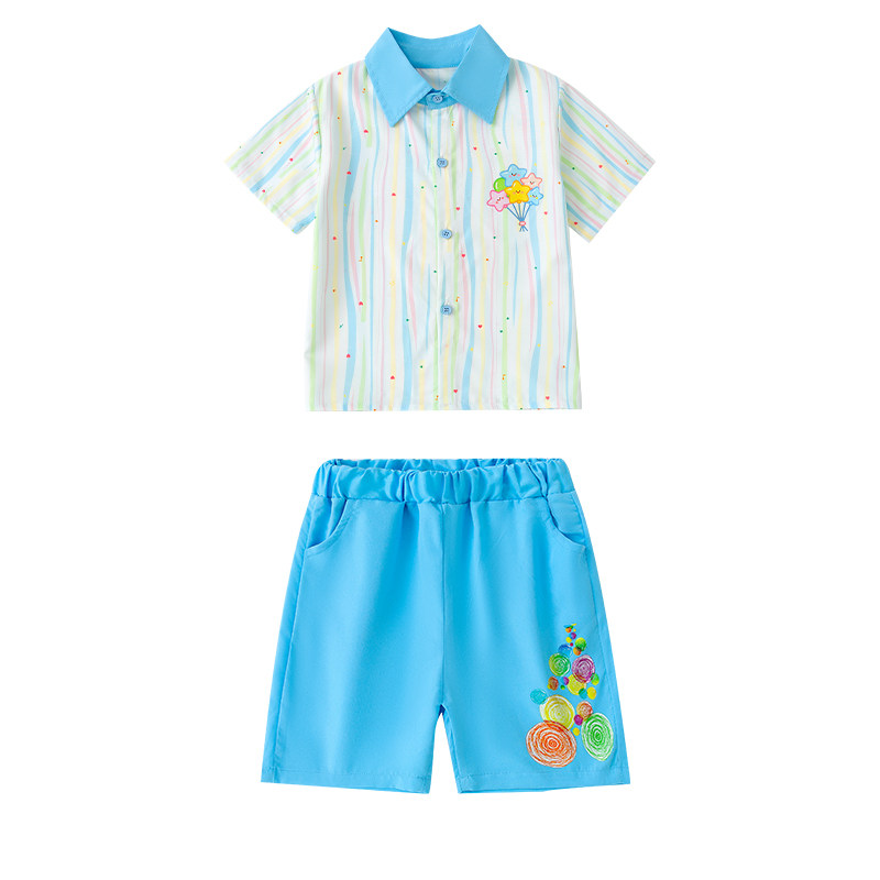 儿童六一表演服装幼儿园蓝色衬衫