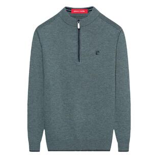 皮尔卡丹半高领拉链羊绒衫男薄款针织打底衫秋冬季中年爸爸打底衫