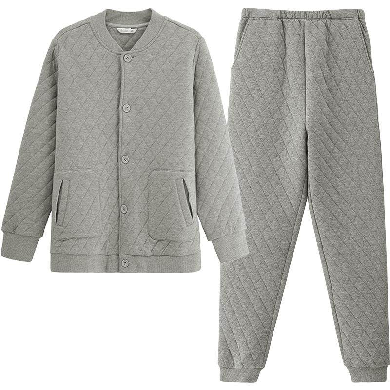 康妮雅立领秋衣秋裤夹棉家居服