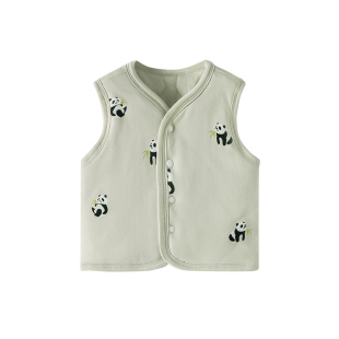 babylove婴儿马甲夹棉秋冬外穿保暖小马褂男女宝宝纯棉外出背心