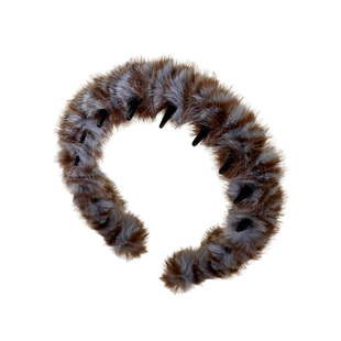 毛绒豹纹带齿发箍女秋冬高级感头饰高颅顶发卡洗脸防滑头箍头饰品