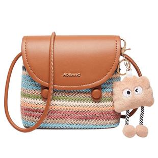 奥康手机包女2026新款斜挎包大容量编织包女款单肩小包情人节礼物