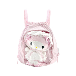 winkouv痛包抽绳束口小双肩包轻便可爱20cm娃包超轻迷你粉色背包