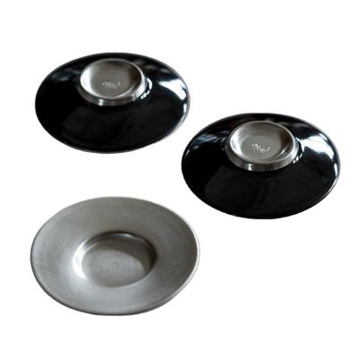 觅白玄墨鎏银手工杯垫茶托