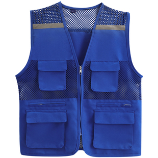 志愿者马甲定制摄影记者多口袋工作服活动背心安全反光衣印字logo