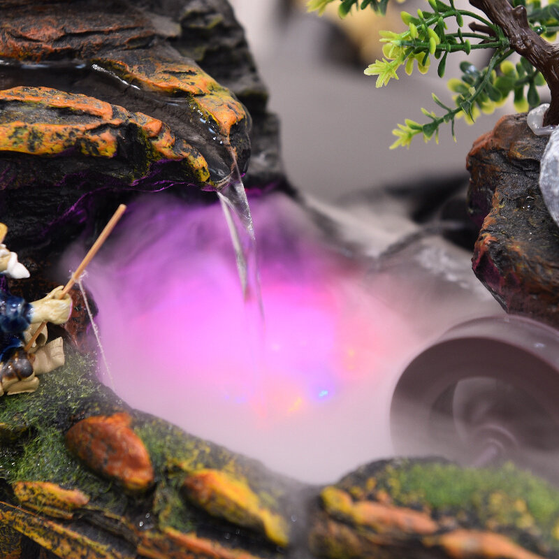 中式假山小桥流水喷泉摆件上水石造景客厅玄关桌面风水轮循环水