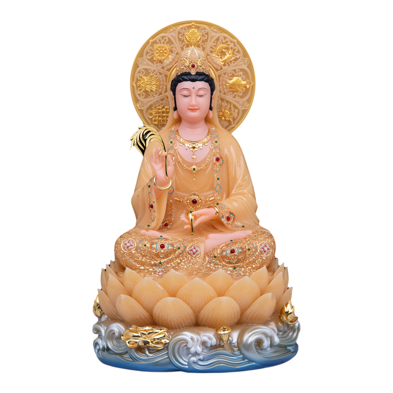 娑婆三圣佛像释迦佛观音菩萨佛像地藏王汉白玉翠玉家用供奉摆件