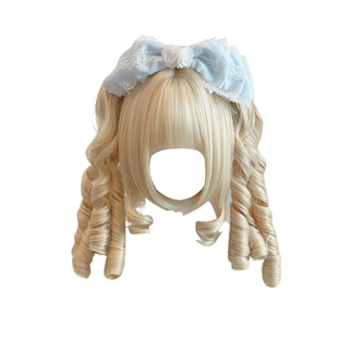 doll感双马尾假发lolita二次元风抓夹式白金色罗马卷假发全头套女
