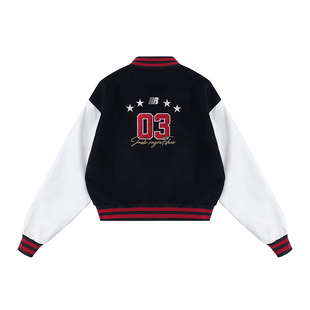 FDR官方店 复古撞色03棒球服外套女春季美式街头短款开衫上衣