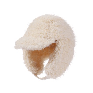 定制款~白色毛绒护耳帽女冬天韩系雷锋帽东北雪地帽子保暖飞行帽