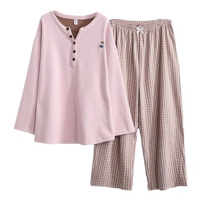 秋冬大码睡衣女200斤胖mm德绒