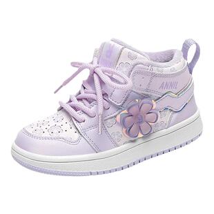 安奈儿女童鞋子运动鞋2026新款秋冬季加绒保暖二棉鞋儿童高帮板鞋