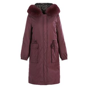 乔万尼新款商场同款连帽可收腰防风抗寒保暖狐毛派克羽绒服