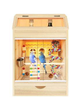 鹦鹉保温箱幼鸟专用恒温饲养箱雏鸟造景笼子牡丹玄凤实木保暖箱笼