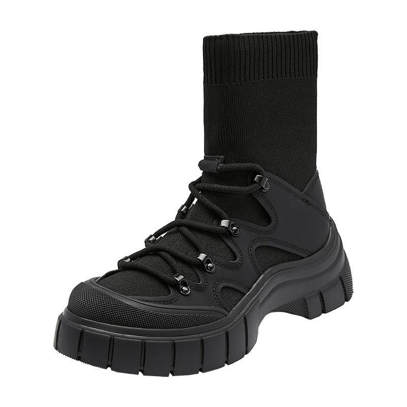 思加图冬季新款时尚弹力靴袜靴瘦瘦靴厚底中筒靴女靴ESE03DZ3
