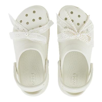 Crocs卡骆驰经典珍珠蕾丝云朵洞洞鞋女鞋厚底沙滩鞋|211540