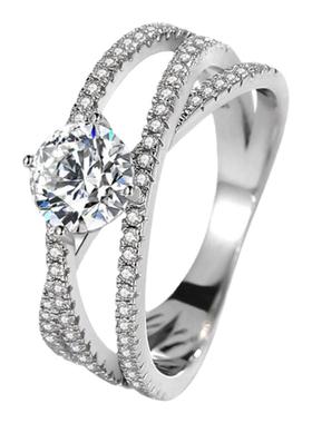 三生三世纯银戒指一克拉