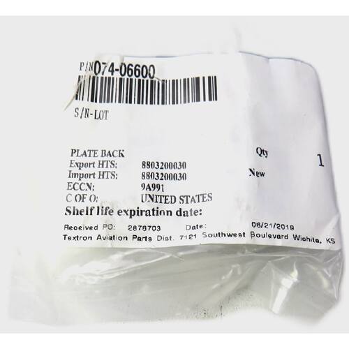 CLEVELAND  07406600 PLATE BACK ASSY ASSEMBLY     New