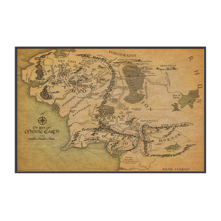 魔戒中土活点gta5地图纳尼亚藏宝图海报指环王霍比特人黑旗牛皮纸