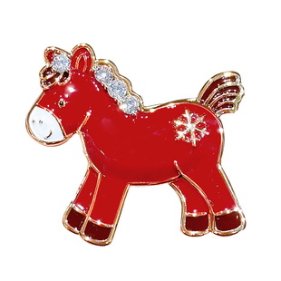 红色本命年生肖高档小马驹胸针女款马年水钻别针节日创意衣服配饰